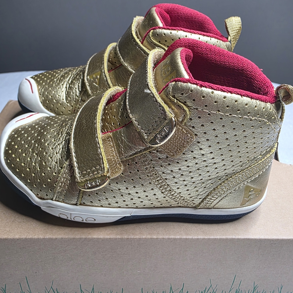 PLAE Gold and Red Kids High-Top Sneakers